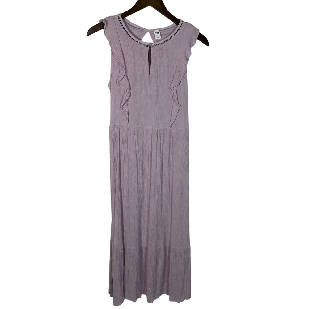 Old Navy Lilac Swiss‎ Dot Waist Defined Sleeveless Midi Dress Sz S Romantic